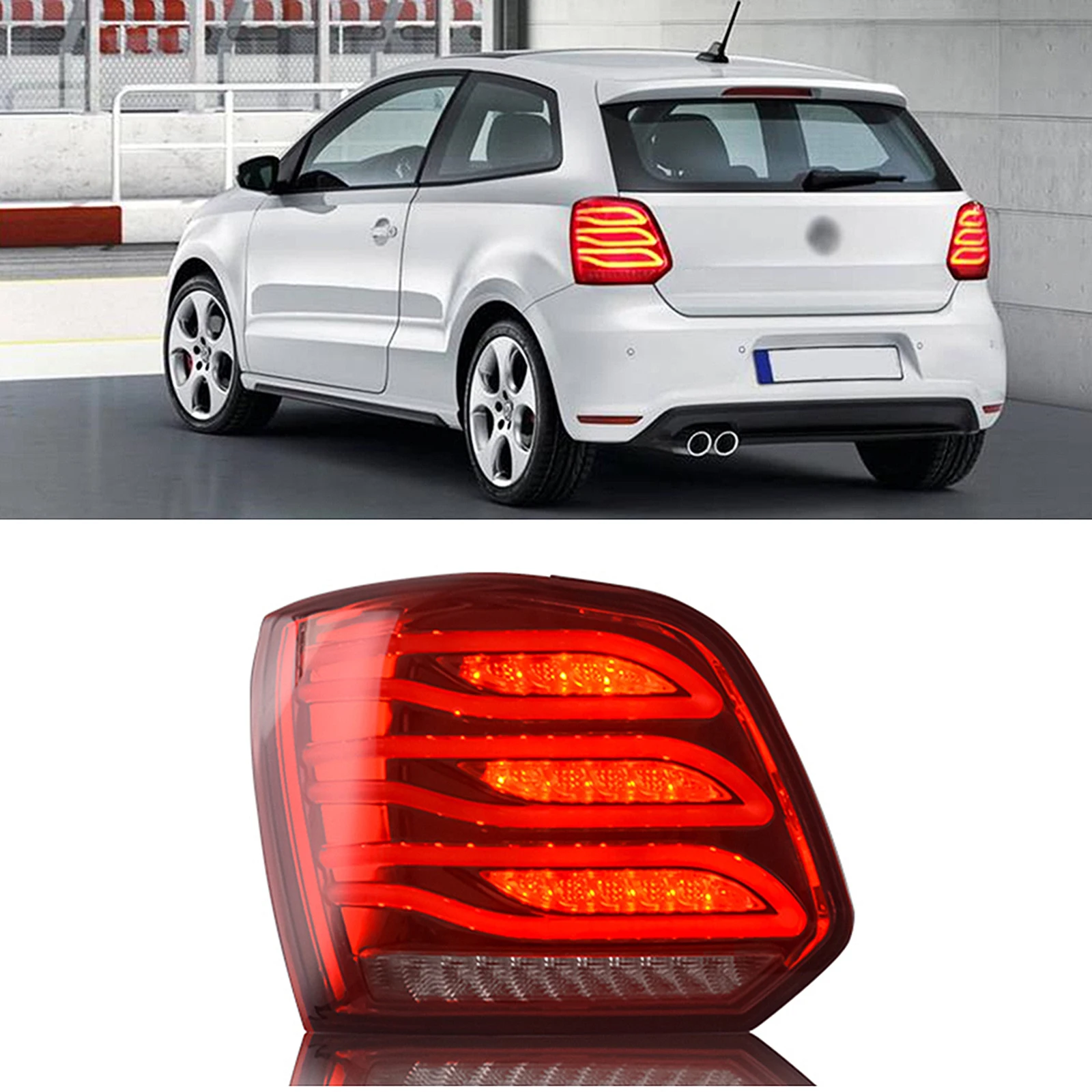 For VW Polo Red LED Taillight Assembly LED Rear Lamps 2011 2012-2017