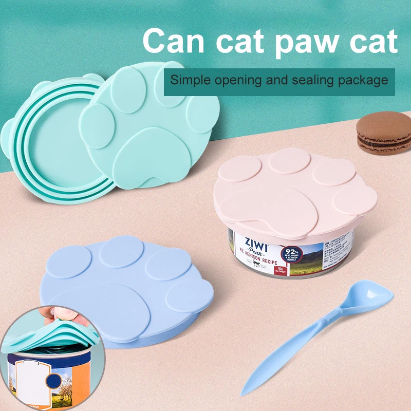 

1pc Portable Silicone Dog Cat Canned Lid 2-in-1Food Sealer Spoon Pet Food Cover Storage Fresh-keeping Lids Bowl Dog Accessories