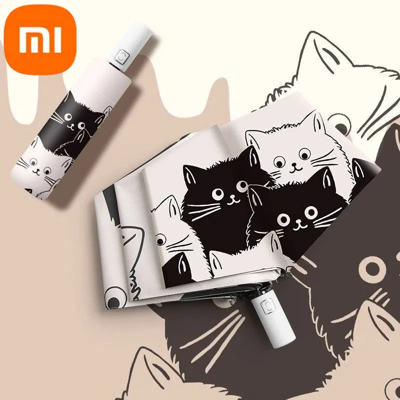 Xiaomi мультфильм черно-белый кот солнечный и дождливый зонт двойного назначения