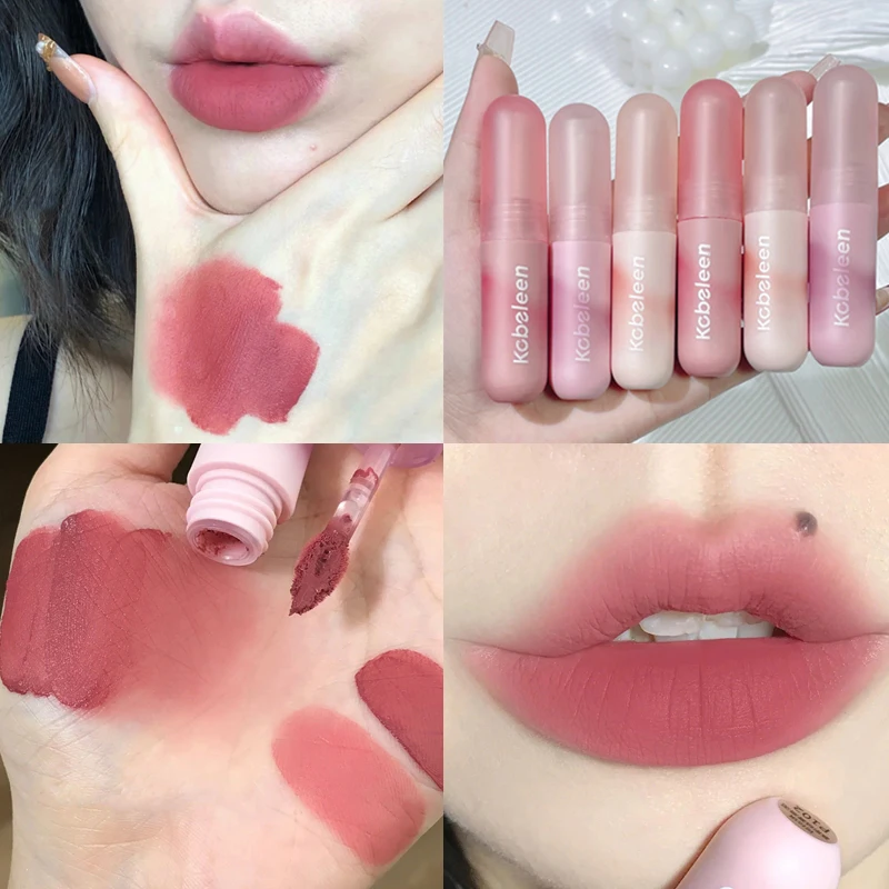 

6 Colors Mousse Lip Gloss Long Lasting Moisturizing Velvet Matte Nude Red Lip Mud Waterproof Non Stick Cup Sexy Lipstick Makeup