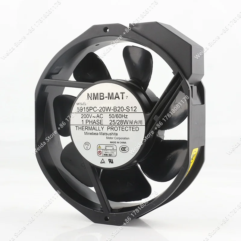 Фото Оригинальный охлаждающий вентилятор NMB 220V 230V AC 200V 25/28W DC EC 17238 172X150X38MM, цельнометаллический, термостойкий, 5915PC-20W-B20-S12 №1