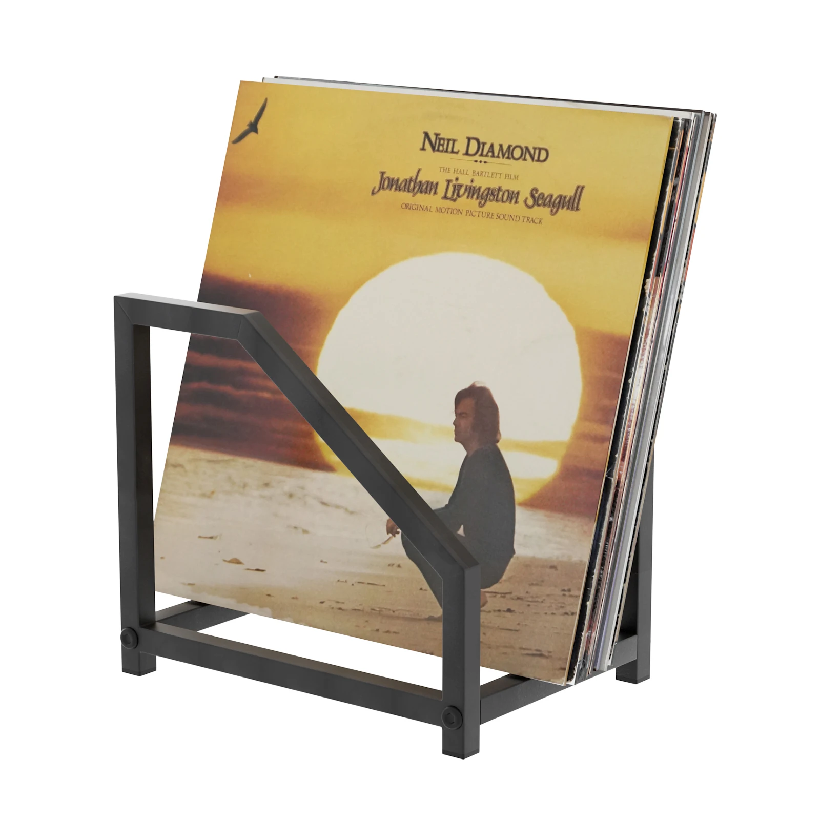 

Прочная черная металлическая стойка для виниловых пластинок