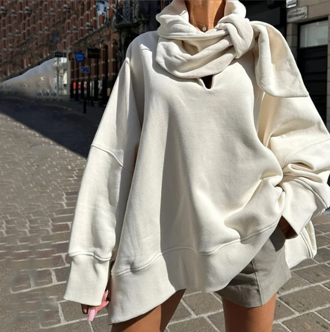 

Женский свитер, модель сезона осень-зима 2023 года, Модный повседневный свободный Однотонный свитер с V-образным вырезом и длинным рукавом, уличная одежда Y2K