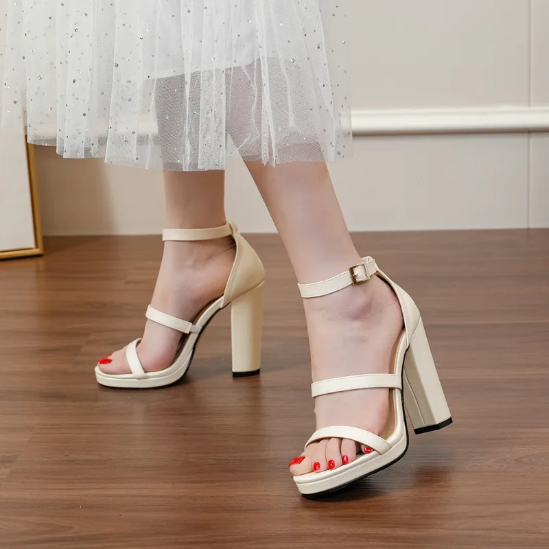 

BaoYaFang Super High Brand shoes Women Fashion Summer Sandals Female Ankle Strap 11cm Thick Heel Platform Sandals Girls Shoe