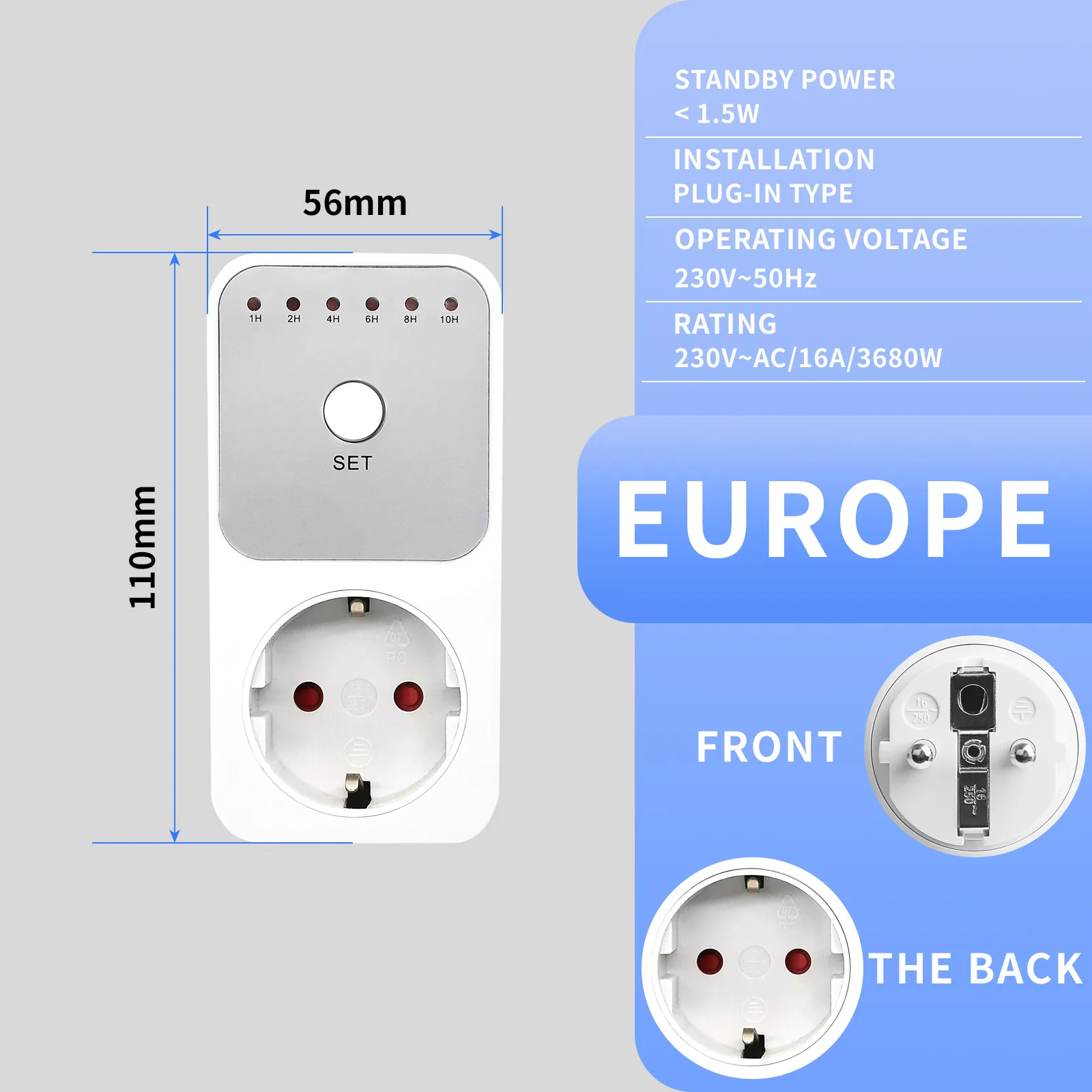 

Таймер обратного отсчета YICHENG, ручная настройка обратного отсчета 1/2/4/6/8/10 часов, таймер вставной с для офиса, дома, кухни, класса