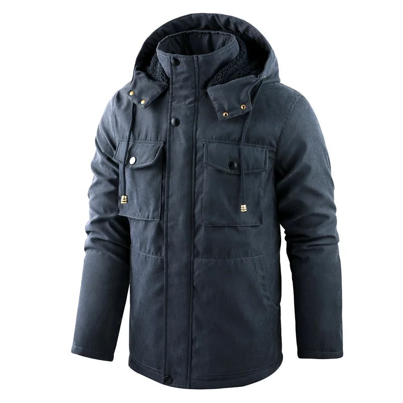 Men Parka 2022 Winter New Windproof Fleece Warm Thick Hood Parka Jacket Coat Men Autumn Outwear Classic Brand Casual Parka Men