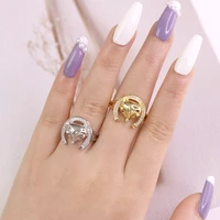 creative adjustable fox animal rings for women micro inlaid zircon open finger ring party jewelry wedding band anniversary gifts
