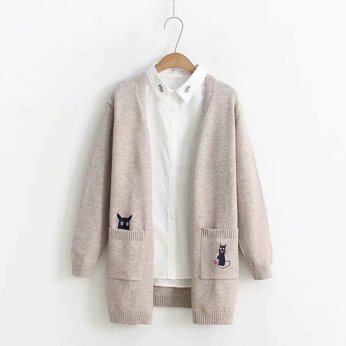 

Autumn Women's Sweater Knitwear Jackets Mori Girl Cute Cat Long Sleeve Coat Japanese Korea Teens Student Sweet Jumper Cardigans