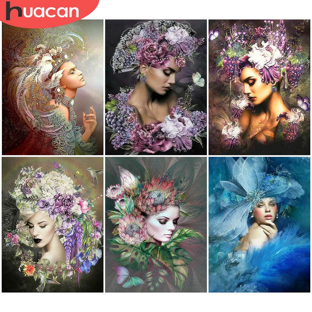 

HUACAN Diamond Mosaic African Woman 5D DIY Diamond Painting Kits Full Square/Round Drill Embroidery Decoration For Home