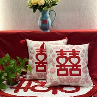chinese style wedding pillowcase with spikes single sided embroidered sofa cushion pillow case cover home wedding decoration