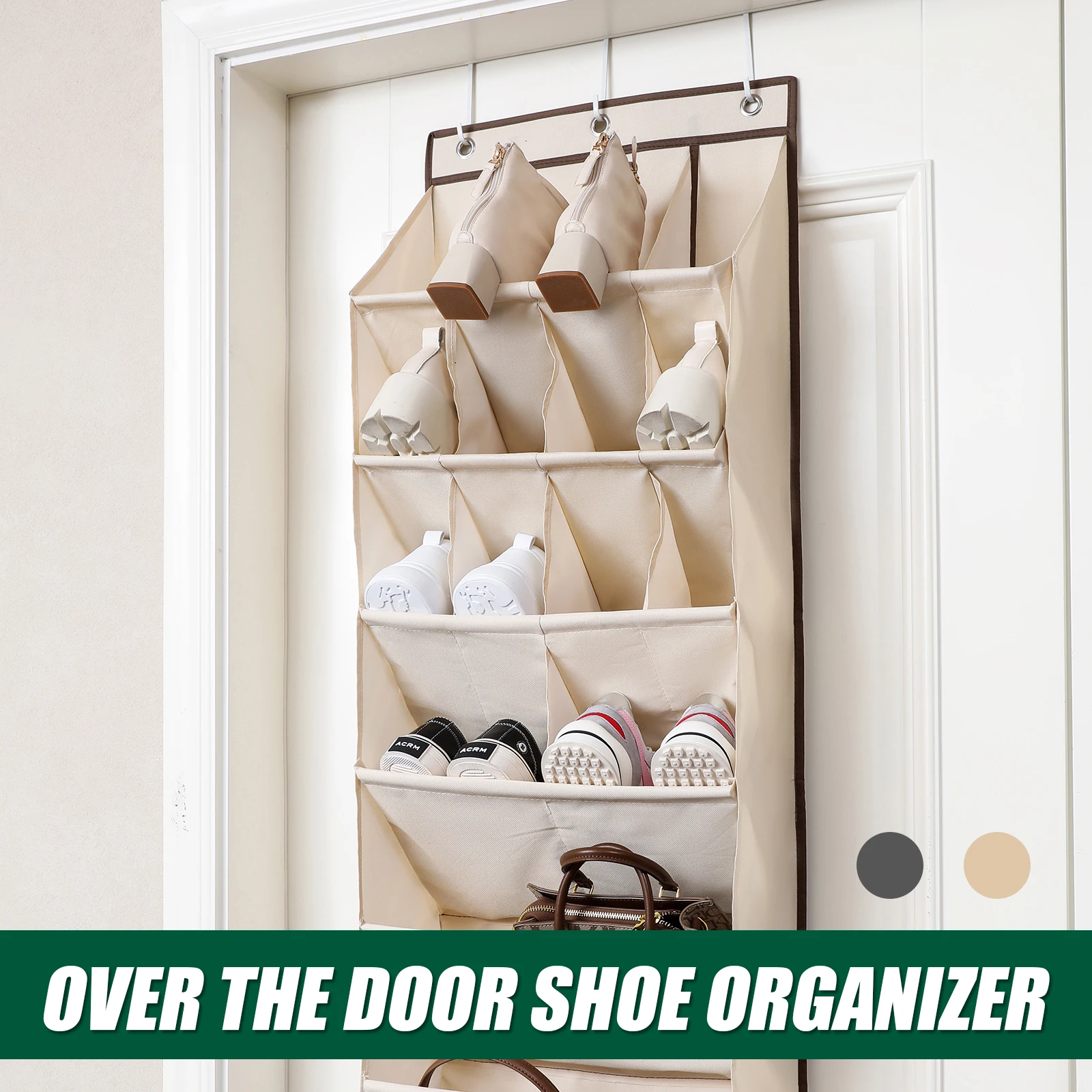 

Over The Door Shoe Organizer Large Capacity Hanging Door Shoe Rack with 16 Pockets 600D Oxford Cloth Hanging Shoe Organizer Over