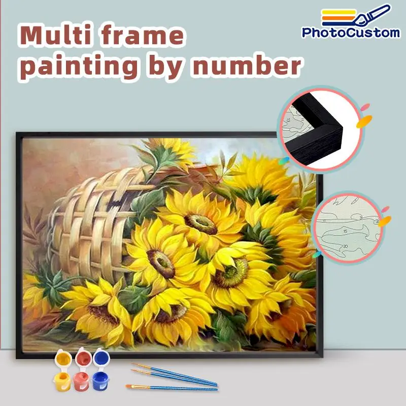 

Картина по номерам для интерьера, с подсолнухами