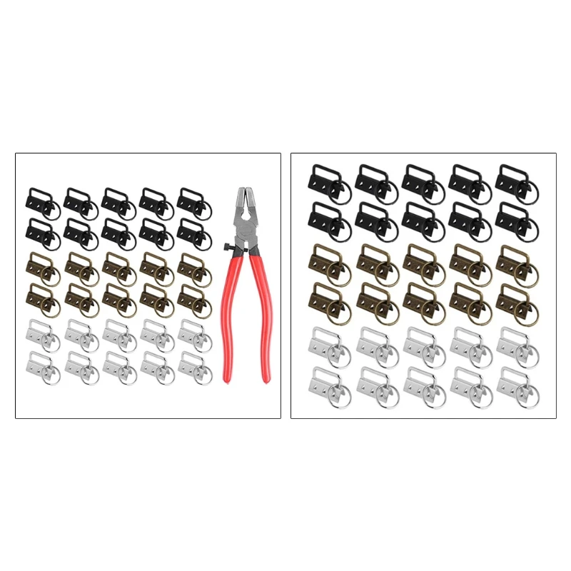 

J2FB 30pcs 32mm Key Fob Hardware with Split Rings Set for DIY Wristlet Clamp Lanyard