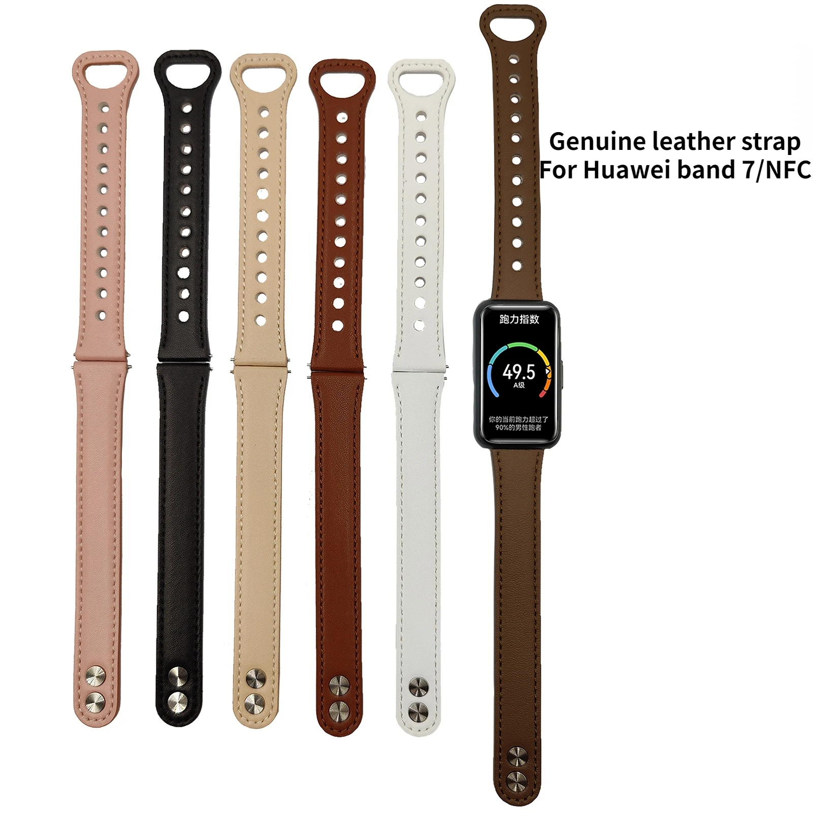 

Genuine Leather Strap For Huawei Band 7 Smart Watchbands Cowhide Replacement Watch Strap For Huawei Band 7 NFC Correa Bracelet