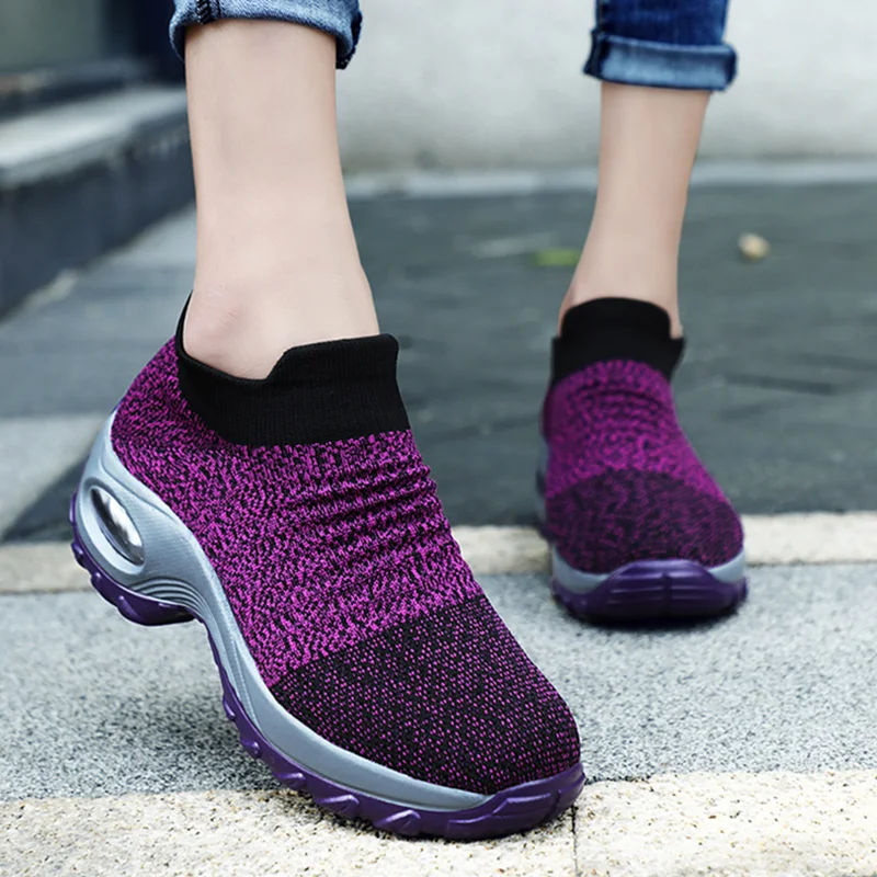 

Women Casual Shoes 2022 New Slip On Mesh Sock Sneakers Solid Color Sneakers For Women Outdoor Ladies Flat Shoes Zapatillas Mujer