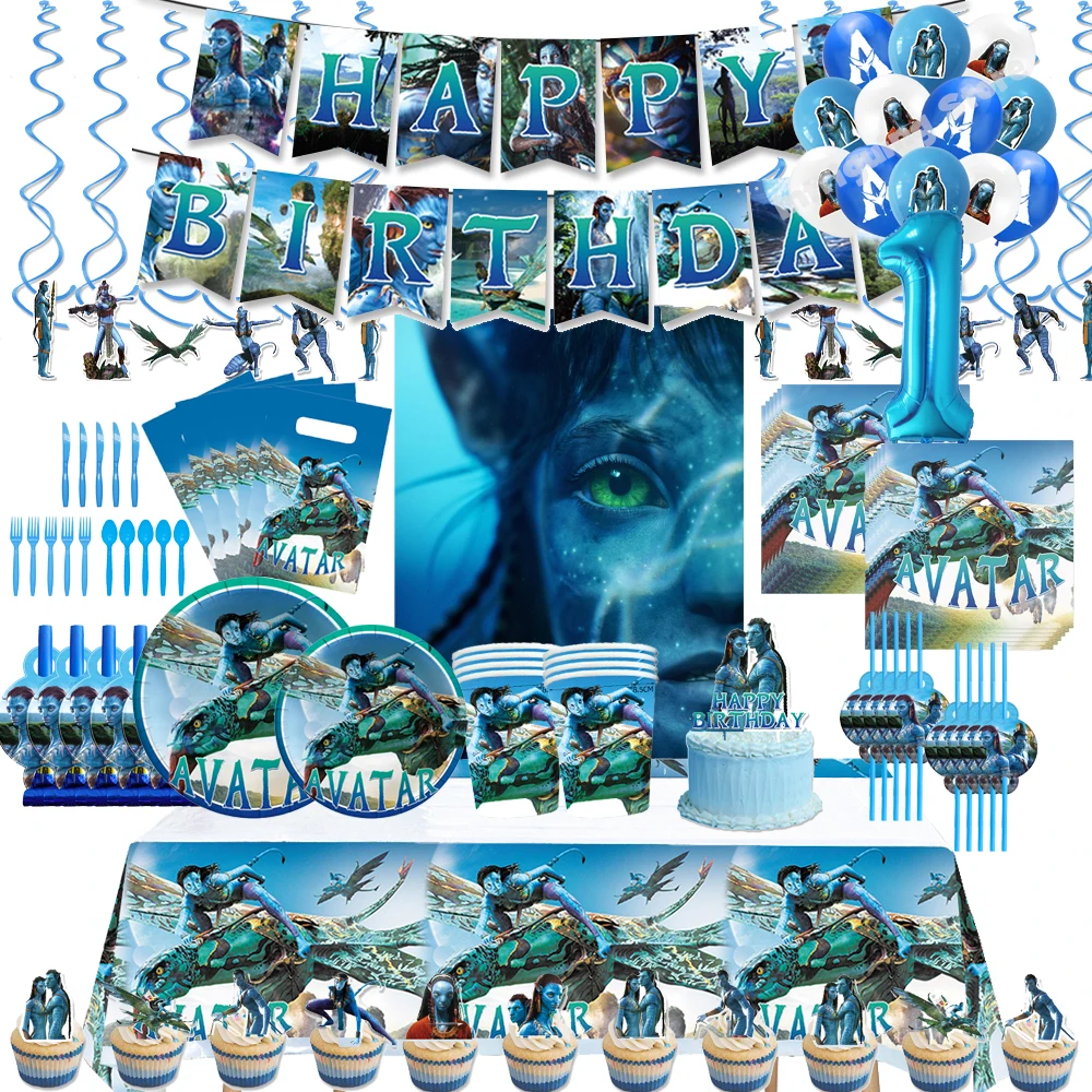 Диснеевский Аватар, тарелки на день рождения, чашки, соломинки, скатерть, баннер, топпер для торта для детей, Детский праздник, уличный декор для вечеринки