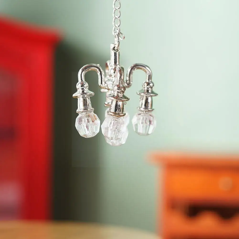 

House Miniature Furniture Mini Golden Crystal Lamp House Scene Accessories Simulation 1pc Chandelier F0f9