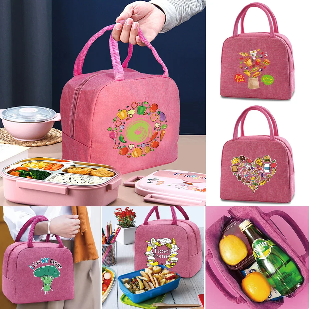 

Lunch Bag Handbag Kids Lunch Thermal Organizer Women Picnic Portable Packet Food Print Insulated Cooler Waterproof Canvas Bags