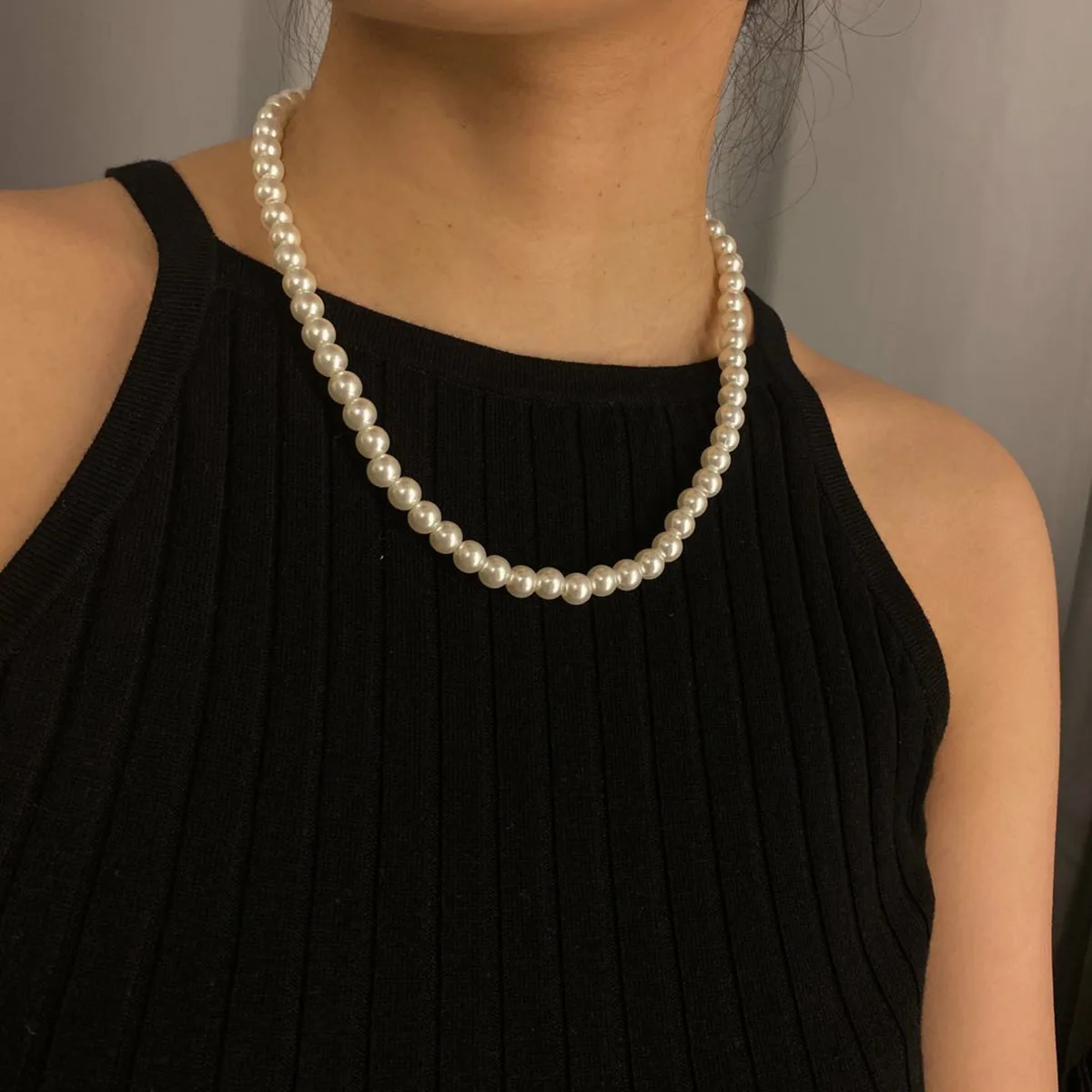 

Bohemia Single Layer Imitation Pearl Bead Handmade Chain Necklace Jewelry for Women