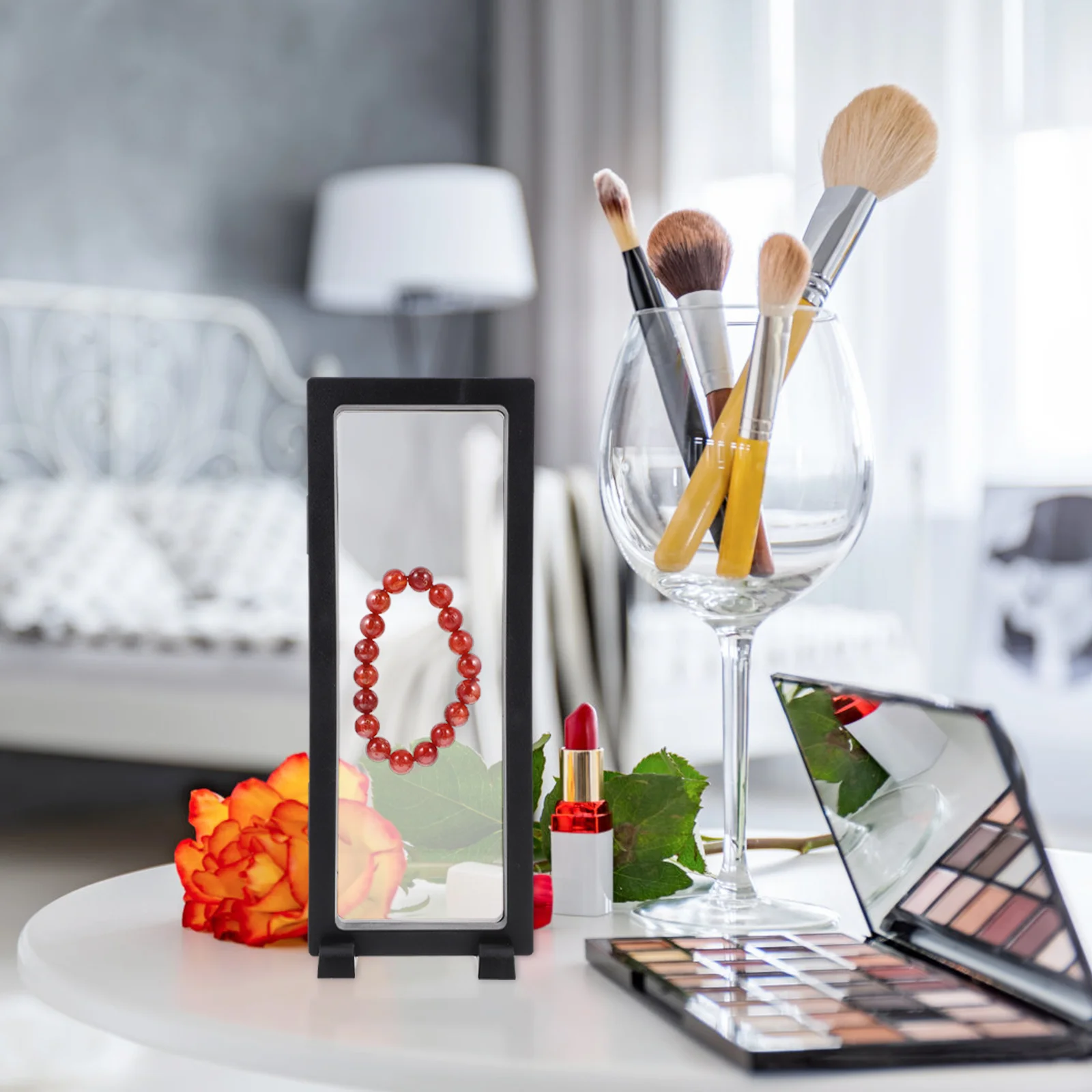 Display Case Floating Framejewelry Box Storage Rack Displaying Ring 3D Holder Organizer Suspension Transparent Watchbases Stand