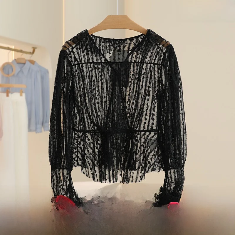 [X] Design Sense Slimming Western Sle Fashion Top 2024 Autumn New Counter Withdraw from Cupboard Women clothes