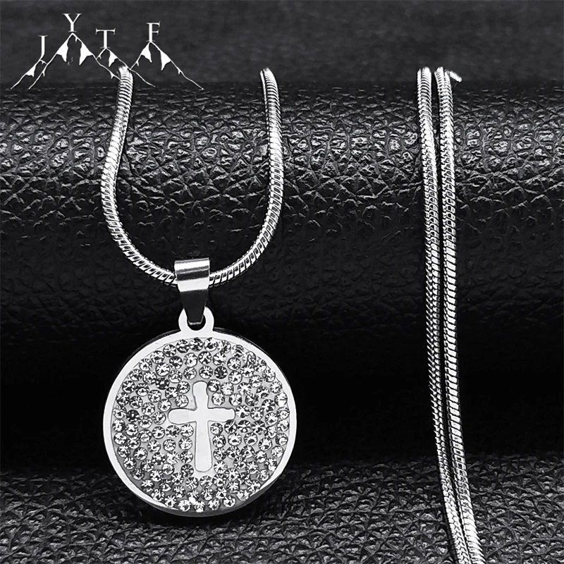 

Shinny Simple Cross Pendant Necklace for Women Stainless Steel Round Snake Chain Necklaces Clavicle Chain Jewelry Gifts N8086S05