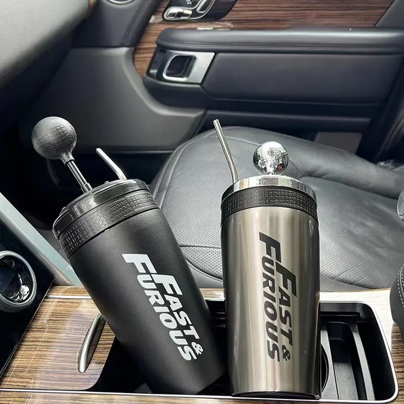 

650ml Fast and Furious 9 Creative Gearshift Cup with Straw and Lid Rocker Shift Style Water Cup, Portable Gear Lever Cup