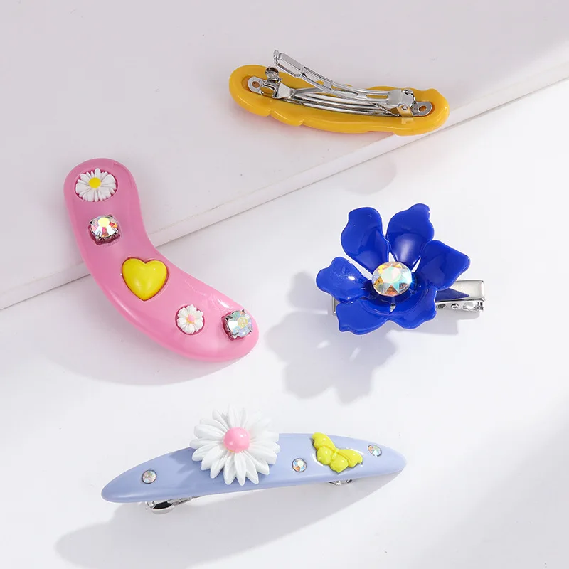 Joker Candy-colored Resin Diamond Clip Hair Accessories for Women's Daisies Maquillajes Para Mujer Hair Clips for Girls заколки