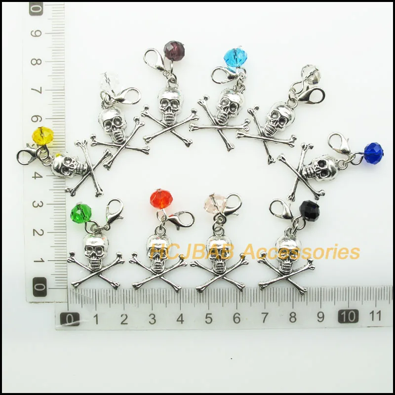 10 новых Подвесок в виде черепа на Хэллоуин с застежкой тибетские посеребренные