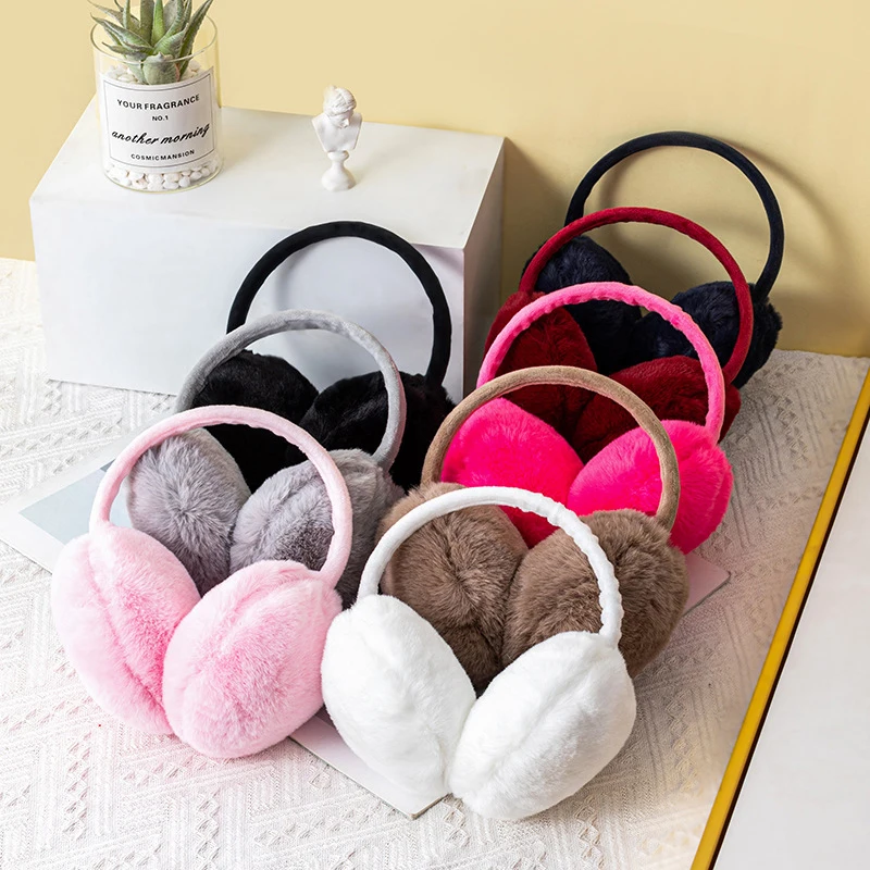 

Winter Warm Ear Muffs Cover Fluffy Burger Shape Earcap Children Earmuffs Soft Cashmere Earlap