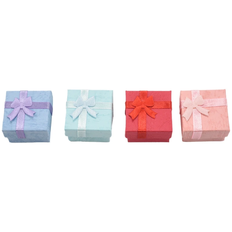 

4Pcs 4 X 4 Cm High Quality Jewelry Organizer Box Rings Storage Box Small Gift Box For Rings Earrings 4 Colors