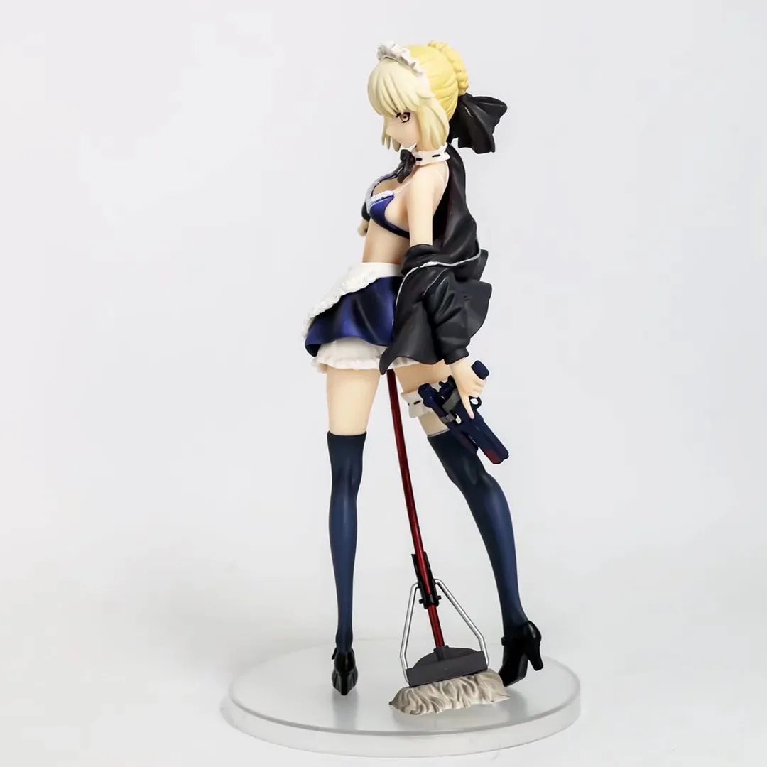 

Sexy Fate Stay Night Saber Action Figure Maid Servant Mop version Collection Model Toys 24CM Sexy Doll For Adult Room Decor