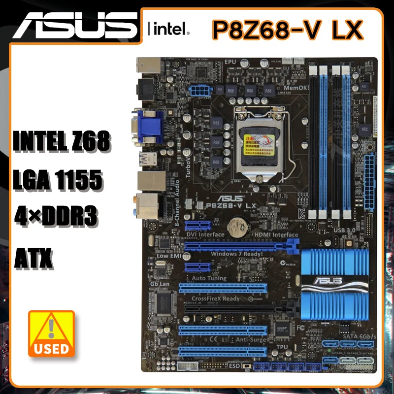 

LGA 1155 Motherboard ASUS P8Z68-V LX Motherboard LGA 1155 DDR3 32GB Intel Z68 PCI-E 2.0 SATA 3 USB3.0 ATX For Core i3-2100 cpu