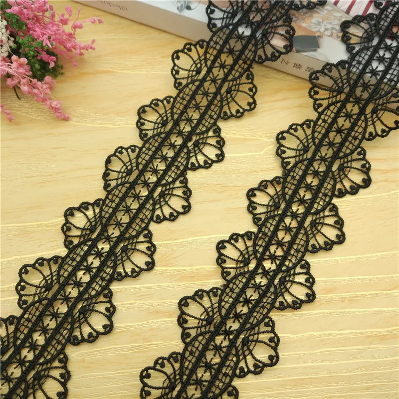 

Black White Polyester Lace Trim Ribbons DIY Dress Fabric Clothing Skirt Curtain Accessories 19Yards Width 4CM H114