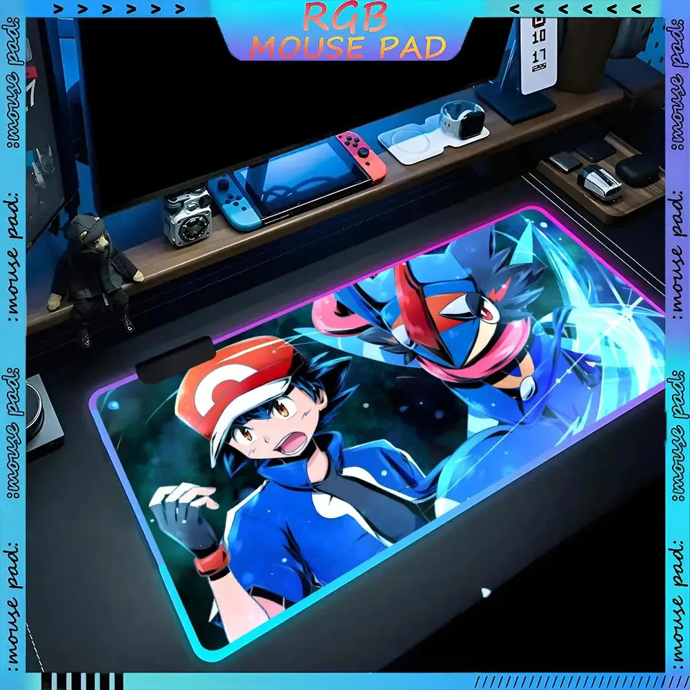 Коврик для мыши Pokemon Greninja RGB Аксессуары ПК Светодиодный игровой настольный коврик