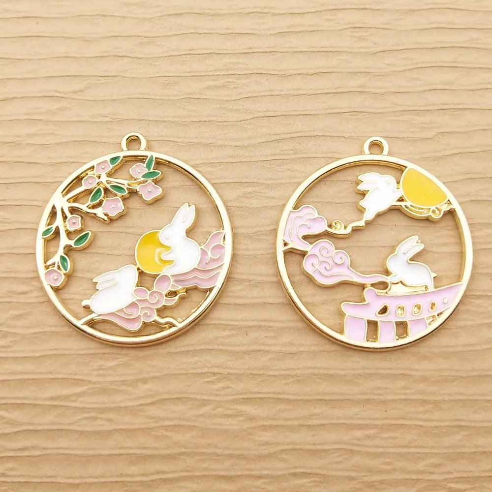 

10 шт. эмалированная луна кролик Шарм для изготовления ювелирных изделий Модные серьги подвеска милое ожерелье браслет Аксессуары Сделай Са...
