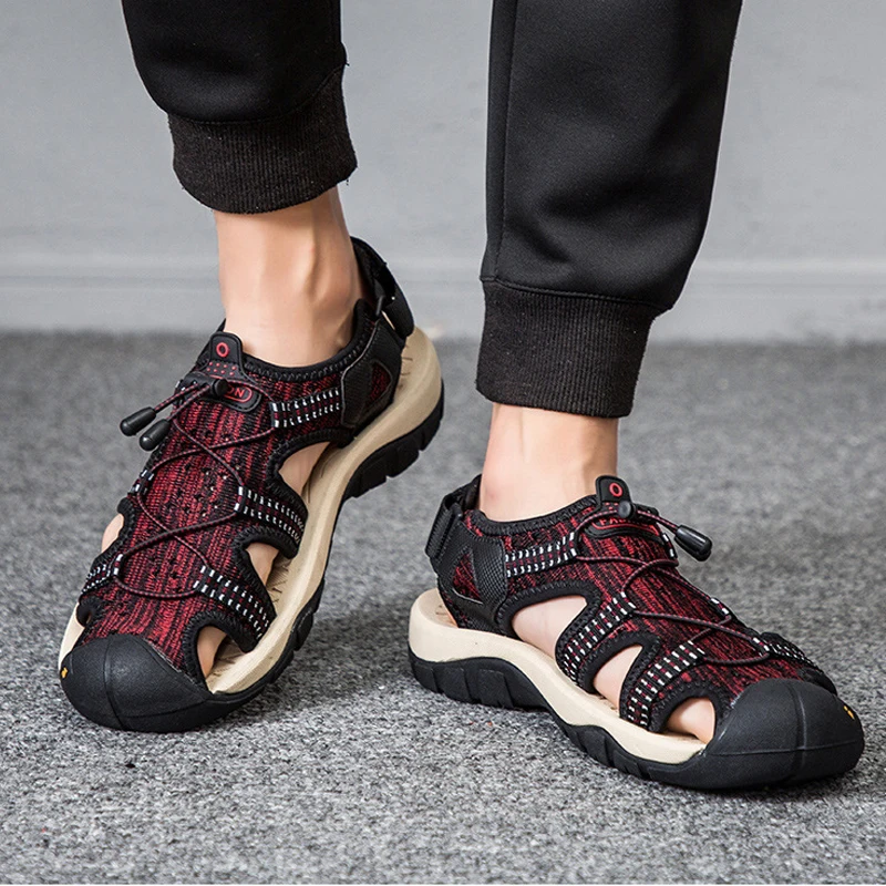 SALUDAS Men's Sandals Summer Men's Beach Slipper New Outdoor Non Slip Breathable Casual Men's Trekking Sandals for Men