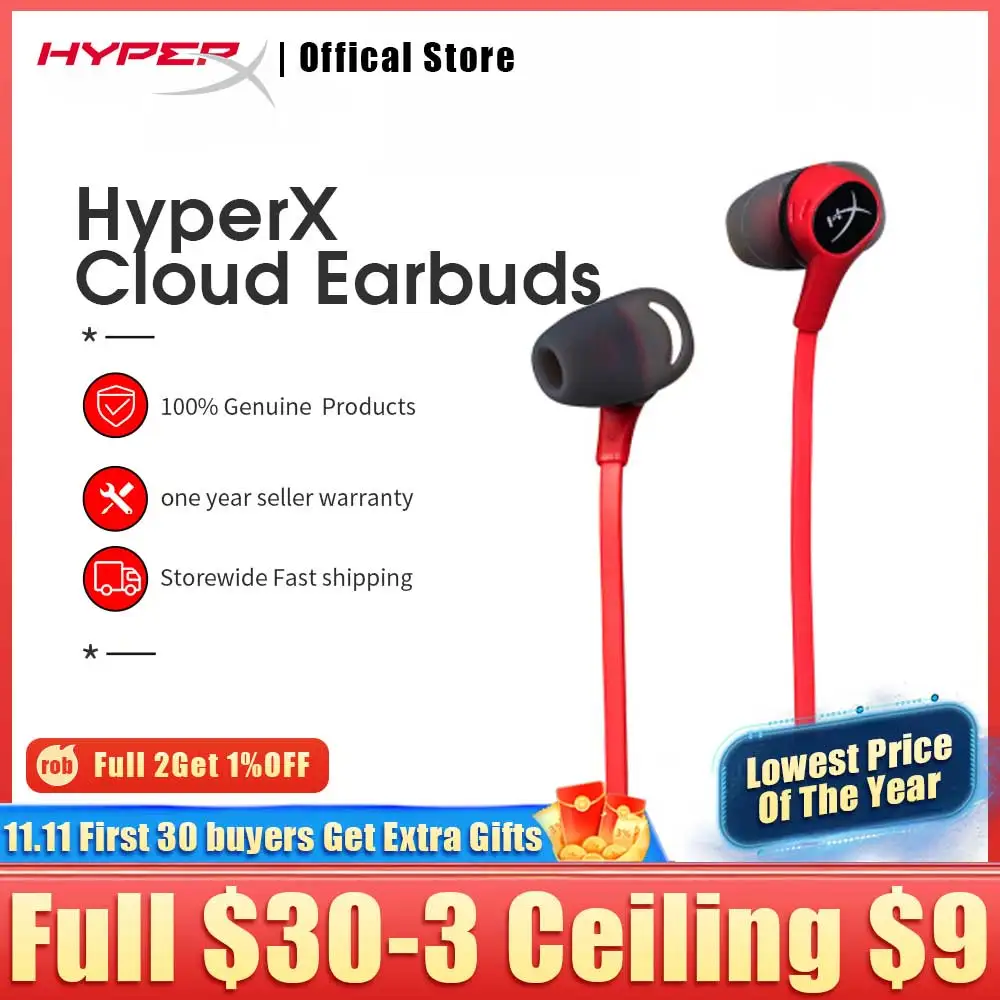 

Оригинальные наушники HyperX Cloud, игровая гарнитура с микрофоном, захватывающие проводные наушники-вкладыши