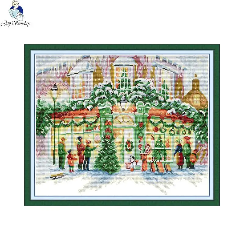 

Рождественский подарок магазин Joy Sunday Печатный крестиком Aida 14CT 11CT Счетный холст ткань Набор для вышивки Сделай Сам ручное Рукоделие Набор