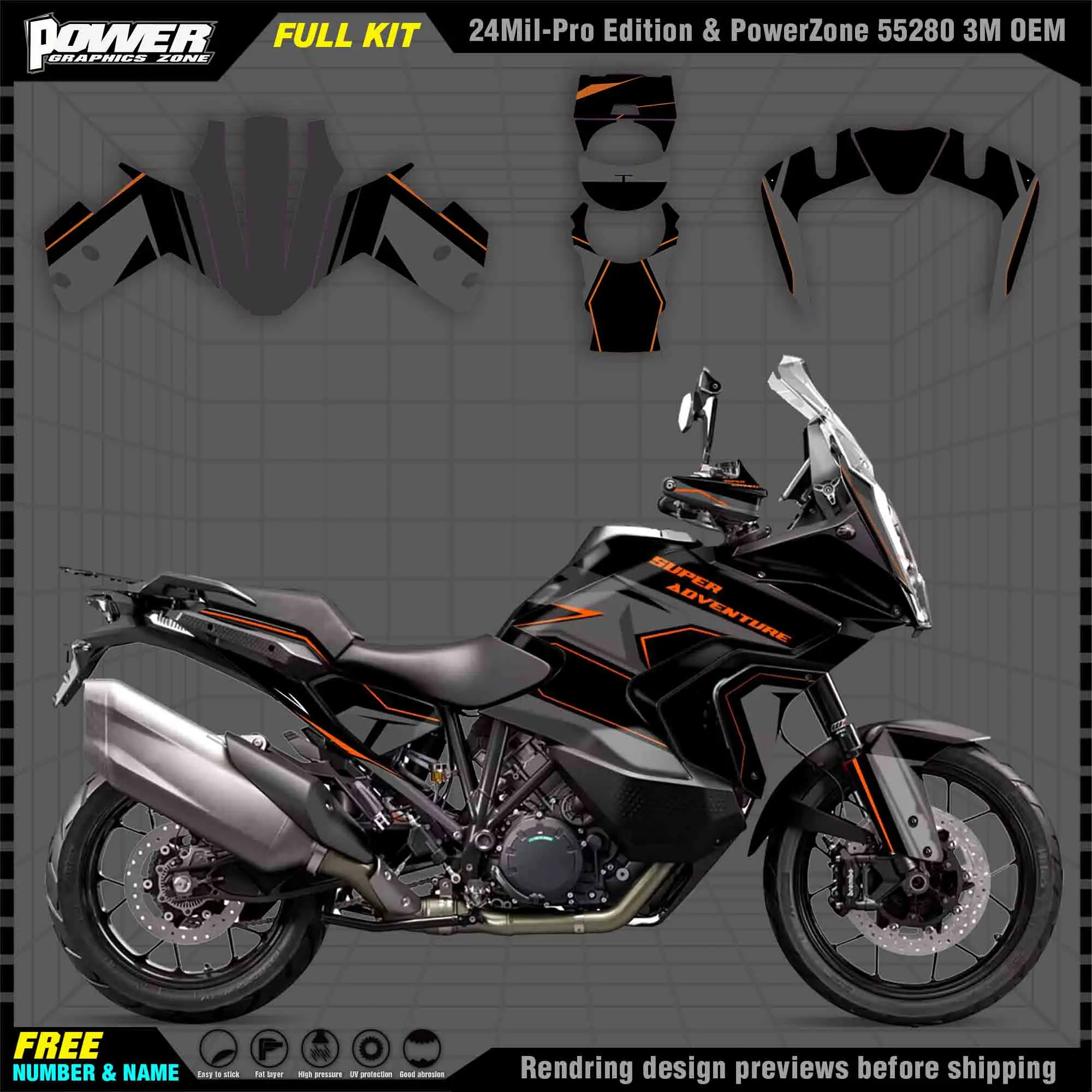 

PowerZone for Custom Team Graphics Backgrounds Decals Stickers Kit For KTM 21-23 1290 ADV S-R Motorcycle 002