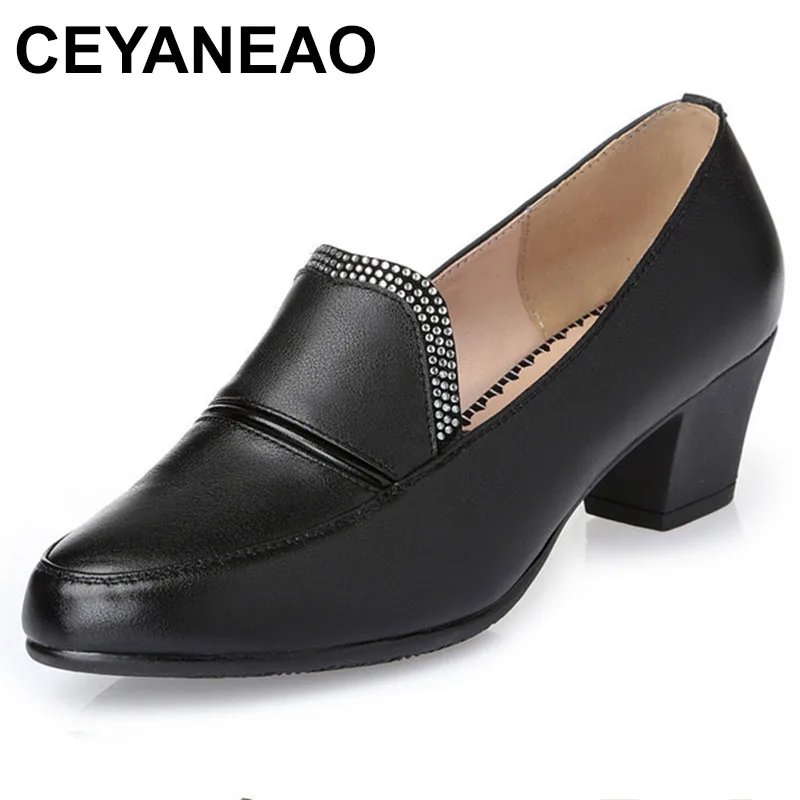 

Genuine Leather Woman Shoes 2023 Spring Fashon Shoes Soft Office Shoes Sapato Feminino Casual Sapatos Square Heel Fashion