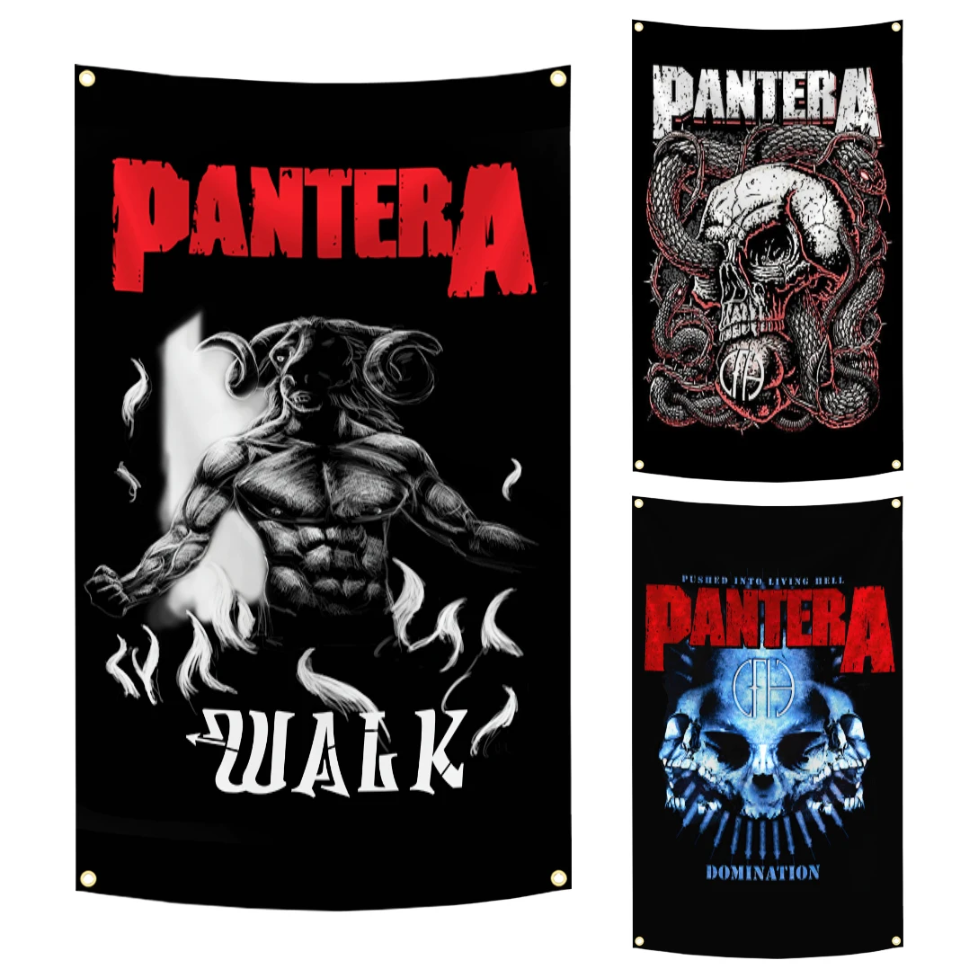 Фото Гобелен с изображением флага группы Panteras Heavy Rock Band, полиэстер, цифровая печать, баннер для декора стен гаража, украшение для улицы №1