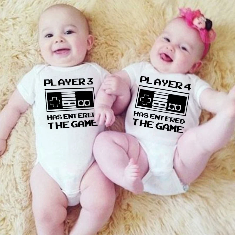 

Player 3/4 Has Entered The Game Print Newborn Baby Summer Romper Infant Body Short Sleeve Baby Jumpsuit Boy Girl Toddler Clothes