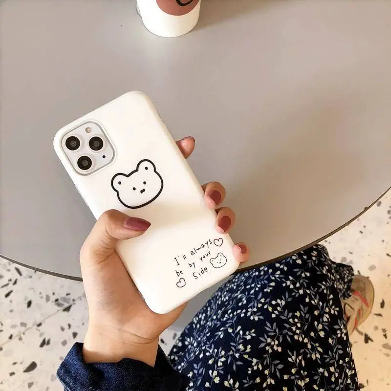 

Korean Cartoon Cute Bear Colorful Bumper Phone Case for iPhone 12 Mini 11 Pro XS Max XR X 6 s 7 8 Plus Soft TPU Clear Back Cover