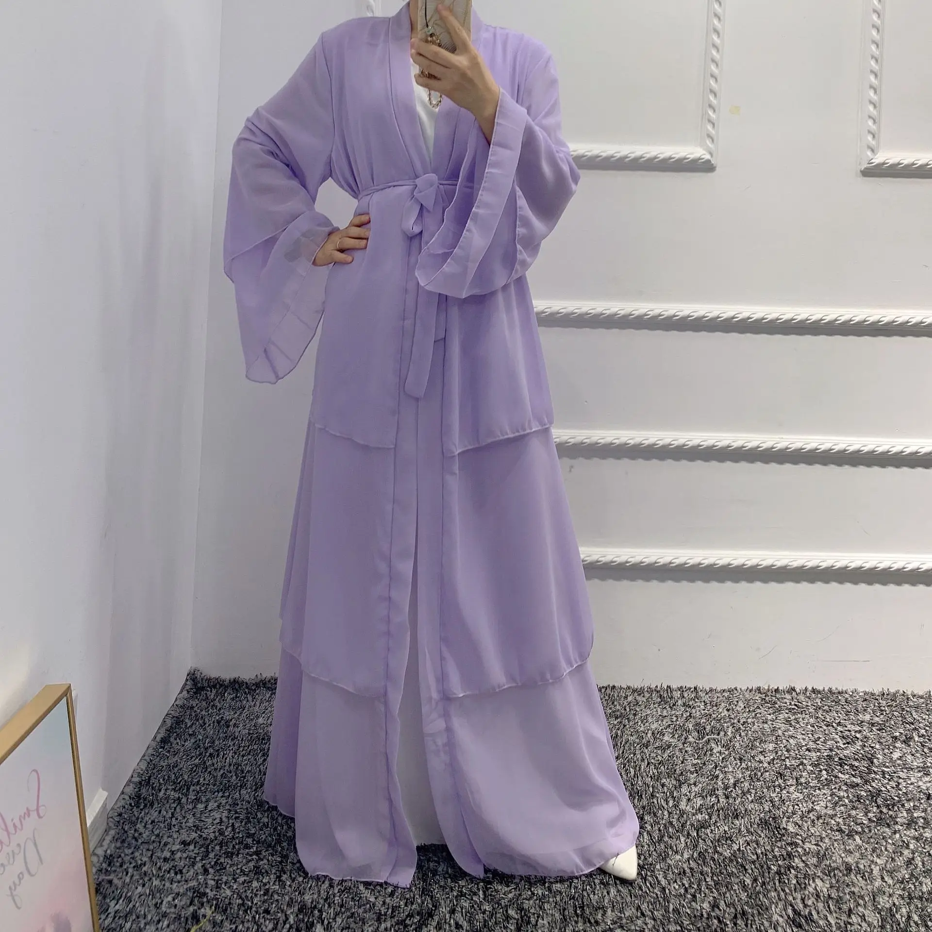 Chiffon Open Abaya Caftan Marocain Hijab Muslim Cardigan Abayas Dresses For Women Dubai Turkey Kaftan Casual Robe Kimono Femme