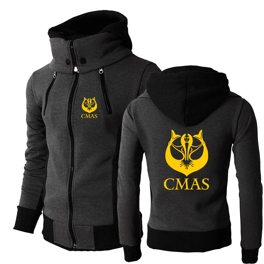 

2022 New Scuba Diving CMAS Logo Printing Casual Sports Design Hoodies Men's Spring Autumn Double Zipper Cardigan Comfortable Top