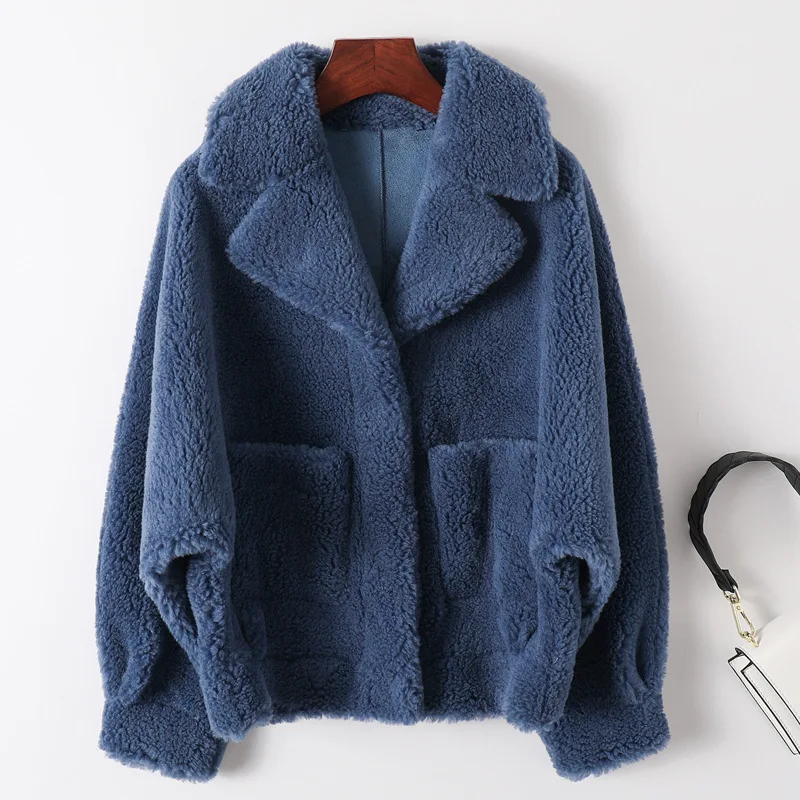 Winter New Haining Fur Large Sheep Fleece Coat Fur Fur Short Lambhair Coat Woman Faux Fur Coat Jacket Women