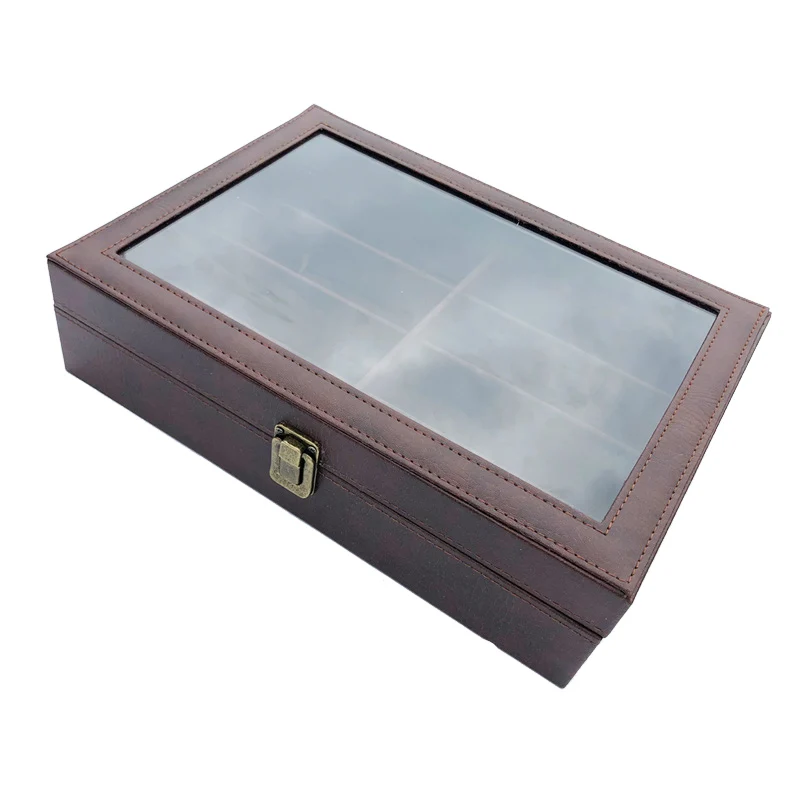 Коробка-органайзер кожаная для хранения мужских и женских часов 12 отделений -