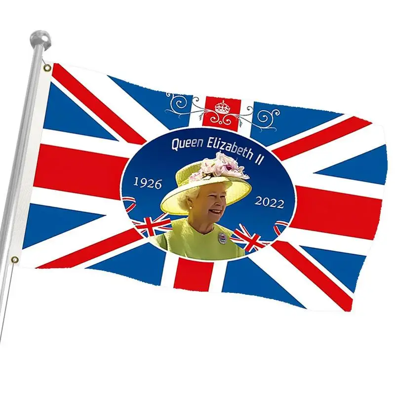 

Queen Elizabeth II Memorial Flag 3x5 Feet Garden Flag Mourn For The Queen Elizabeth II 1926-2022 British Union Jack Flag United