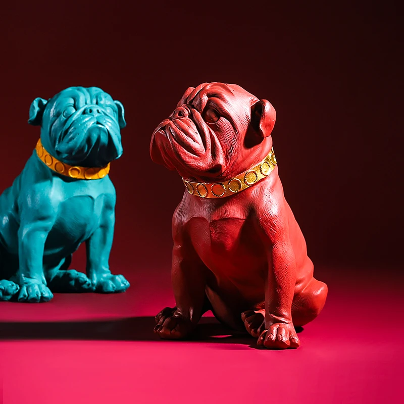 

Bulldog Resin Statue Classic Simple Color Animal Sculpture Cabinet Ornaments Desktop Furnishings